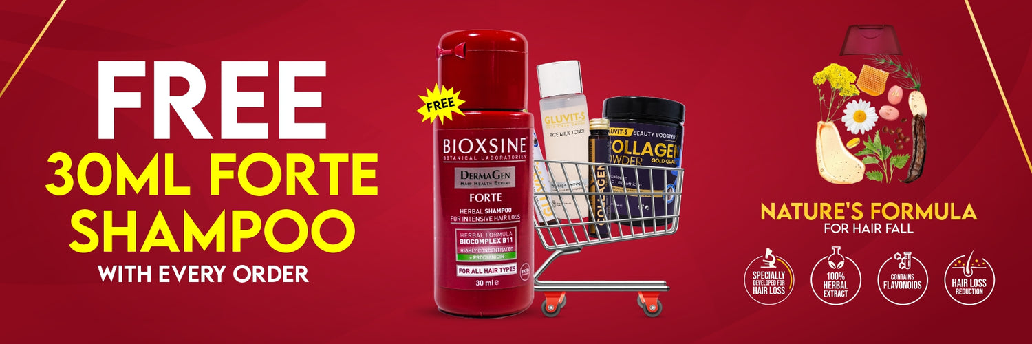 Free Bioxcin Forte shampoo 30 ml with every order